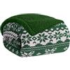 Home Tresor Coperta Plaid Pile in Morbida Flanella Sherpa Blanket Invernale Accogliente e Caldo Copri Letto Pelliccia in Microfibra - Lapland Verde, Singolo 150x200 cm