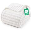 Utopia Bedding Coperta Plaid Pile a Righe [228x228 cm, Bianco Sporco]