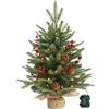 HomeKaren Mini albero di Natale pre-illuminato da 0,6 m con 50 luci a LED, 80 punte, mini abete artificiale, con timer, 61 cm, decorazione natalizia per camera da letto, camino, caminetto