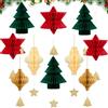 Syoulin-addobbi natalizi per albero，decorazioni natalizie per la casa，10 pezzi di carta 3D a nido d'ape Ornamenti natalizi pendenti，Squisita decorazione natalizia