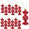 DAHI 12 Pz Decorazioni per Albero di Natale, Caramelle Natalizie Addobbi, in Plastica, da Appendere, Bastoncino di Zucchero, per albero di Natale (Punta Rossa)