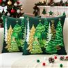 JOTOM Set di 2 federe per cuscini natalizie, 50 x 50 cm, motivo albero di Natale, stampa su entrambi i lati, colore verde, decorazioni invernali per casa, divano, letto, divano (verde)
