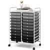 GIANTEX Carrello portaoggetti con ruote da 20 cassetti rimovibili, torre di stoccaggio mobile, 4 ruote con 2 freni, carrello scorrevole per ufficio, cucina, casa, 64 x 38 x 87 cm (nero sfumato)