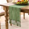 Velvhom Runner Tavola Moderno Verde Primavera Runner Da Tavolo Boho Tovaglia In Lino di Cotone Runner Tavola Casale Rustico con Nappe a Mano per Matrimoni Casa Cucina 30X140cm