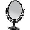NIYANGLE Specchio da trucco vintage ovale con base stabile doppio lato e rotazione per trucco e casa, design chic e durevole, colore nero