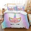 HZVRTN Set di biancheria da letto per bambini con unicorno motociclisti, in morbida microfibra con chiusura lampo, 3 pezzi, con federa (Unicorno Di Seta, 135 x 200 cm)