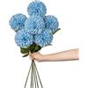 Hollyone Ortensia a forma di fiore artificiale da 10 cm, con manico lungo 63 cm, 6 fiori di ortensia artificiale, ortensia per matrimoni, decorazione della casa, ufficio, festa in giardino