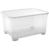 CFadda Keter T-Box XXL Contenitore in Polipropilene Trasparente con Ruote, 145L, 79,5 x 58 x 43,5 cm