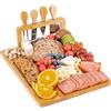 LATERN Set di Taglieri per Formaggi in bambù, 35CM x 27CM Vassoio per Salumi in Legno Tagliere per Formaggi con 4 Coltelli per Formaggio, Ideale Regalo per Natale Matrimoni Ringraziamento Festa