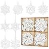 Jesustree Natale Fiocchi di Neve in Legno, Ornamenti Natalizi da Appendere, Retro Decorazioni Pendenti Legno Natalizi Appeso Addobbi, per Albero di Natale Fai da Te, Feste Festival - 16 pezzi, bianco