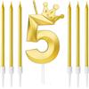Zwenjuan Candele di Compleanno Numeri 5 con 6 Candele Lunghe,Candeline Compleanno Particolari con Corona,Compleanno Bambini per Feste,Matrimony Festa Nozze Anniversario Celebrazione