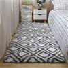 Ouduo Tappeto Shaggy Pelo Lungo Modern Tappeti Salotto, Tappetini Peloso Antiscivolo Soffice Peluche Interno per Salotto Camera da Letto Pavimento Lavabili Ornamenti (Geometria Grigia,80 * 160cm)