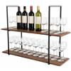 yelloo - Mensola Sospesa Cucina a Soffitto, Ideale come Porta Bottiglie, Porta Spezie, Vino, Mensole Cucina Salvaspazio Design Moderno, Arredo Originale per la Casa (BAR SHELF 115 cm, Marrone/Noce)