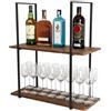 yelloo - Mensola Sospesa Cucina a Soffitto, Ideale come Porta Bottiglie, Porta Spezie, Vino, Mensole Cucina Salvaspazio Design Moderno, Arredo Originale per la Casa (BAR SHELF 75 cm, Marrone/Noce)