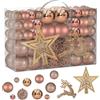 CHarmeFleur 102 Pezzi Assortiti Palline di Natale Rosa Oro Decorazioni infrangibili per Albero di Natale Rosa addobbi Natalizi Sfere Natalizie