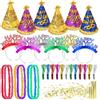 DPKOW 31pcs Kit Cotillon Capodanno 2026 Multicolore Fasce Felice Anno Nuovo Cappelli Capodanno 2026 con Leis Soffiatori a Franges Serpentins Deco Giorno dell'Anno 2026, New Year Eve Party Decorations