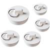 NITAIUN 5 Pezzi Tappo di Scarico Set Lavandino Bagno Tappo in Gomma con anello 5 Taglie Cucina Bagno Tappo Lavello Bianco Anello Appeso per Vasca da Bagno Cucina e Bagno