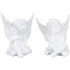 Zweipappel Angelo in Resina Bianca H10 cm con Mani sul Mento, Set da 2 - Figura Decorativa Coppia Angeli Bambini