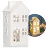 COM-FOUR Casa luminosa a LED in porcellana con funzionamento a batteria, luce bianca lucida, decorazione invernale e natalizia (casa - 15 cm)