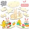 Sprinlot Coniglietto e pulcino in Legno da Dipingere, 6 Kit Decorazioni Pasqua 3D in Legno con Occhi Adesivi, Artigianato Pasquale Fai da Te, Set di Artigianato Primavera per Bambini