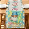 Generic Runner da tavola con gnomo costiero, decorazione estiva da spiaggia con granchi e conchiglie, per sala da pranzo e feste, 33 x 183 cm