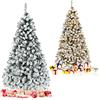 RELAX4LIFE Albero di Natale Innevato 180/225 cm con Luci Incorporate, 600/1010 Rami Folti e 250/450 Luci LED, Abete Artificiale Innevato Illuminato Solida Base in Metallo (180cm, Verde+Bianco)