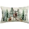 Artoid Mode Federa per cuscino natalizio con albero, volpi, conigli, renne, 30x50 cm, stagionale invernale, federa decorativa per cuscino, divano, soggiorno, decorazione