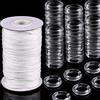 Shappy 100 Pezzi Trasparenti Anelli per Tende Romani Anello Romano Cieco e 55 Iarde Corda 8-13 mm Anelli di Plastica Trasparenti 1.8 mm Corda Schermato di Sollevamento Intrecciato Bianco per Tende Romane