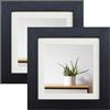 Mochose Cornice portafoto quadrata 12,7 x 12,7 cm, in MDF nero, con passepartout o 12,7 x 12,7 cm, senza passepartout, 2 pezzi con vetro acrilico per montaggio a parete e piano scrivania
