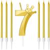 Zwenjuan Candele di Compleanno Numeri 7 con 6 Candele Lunghe,Candeline Compleanno Particolari con Corona,Compleanno Bambini per Feste,Matrimony Festa Nozze Anniversario Celebrazione