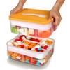 WillingHeart Contenitore per Lego Bricks Plastica con Coperchio Scatole Organizer Impilabili Contenitori Giochi Bambini 2 Livelli Trasparenti Porta Minuteria Mattoncini Grandi Storage Box