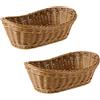 Ficher SYNYEY 2 Cestini Ovali in Vimini Intrecciato, Cestino per Pane, 28 cm, Multiuso, Marrone