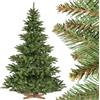 FairyTrees Abete Nordmann, Tronco Verde, Albero di Natale Artificiale, PVC, Supporto in Legno, 220cm