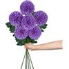 Hollyone Fiori artificiali grandi di crisantemo da 10 cm, 6 fiori finti in seta viola con stelo lungo 62,7 cm, fiori artificiali per decorazione della casa, per matrimoni, feste, giardino