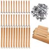 INNAL 100 Pcs Stoppini per Candele in legno con 50 Basi, Stoppini in legno Tagliabile, Naturale Ecologico Stoppino di legno per Candele, Stoppini legno per Candele per Realizzare Candele Fai Da Te