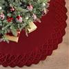 Weldomcor 90cm Gonna per Albero di Natale Maglia Rosso Tappeto Natalizio Vintage Rotondo Copri Base Albero Natale Base per la Casa Festa Partito