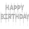 BaiJ Candele di Compleanno,Happy Birthday Lettere Candeline Torta Cupcake Toppers per Matrimonio Festa di Compleanno Anniversario Decorazioni per Torte Forniture Argento