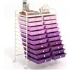GIANTEX Carrello con 20 cassetti, impilabile, carrello per cassetti, da cucina, con ruote bloccabili, carrello per cucina, bagno, ufficio, 64 x 39 x 88 cm (viola)
