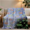 HZVRTN - Coperta per bambini con unicorno, dinosauri, spazio, coperta luminosa al buio, morbida coperta calda e soffice regalo per ragazzi e ragazze, coperta per bambini (escavatore, 130 x 150 cm)