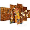 Runa Art - Quadri Gustav Klimt Il Bacio 200 x 100 cm 5 Pezzi XXL Decorazione Murale Design Oro 021551a