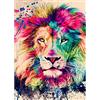 QENSPE Diamond Painting Leone Colorato, Kit per Diamond Painting 5D, Pittura Diamante Fai da Te, Diamond Painting Kit Completo Leone Diamond Painting Bambini, Decorazione per Casa e Pareti 30x40cm