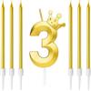 Zwenjuan Candele di Compleanno Numeri 3 con 6 Candele Lunghe,Candeline Compleanno Particolari con Corona,Compleanno Bambini per Feste,Matrimony Festa Nozze Anniversario Celebrazione