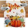 GreenYeah Runner da Tavolo Autunno, Zucche Foglie d'Acero Autunno Runner da Tavolo, Zucca Autunnale, Foglia D'acero Runner Tavola 40 x 180CM (A)