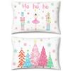 Bonhause Federe per Cuscini Natale 30 x 50 cm Copricuscini Decorativi Schiaccianoci Alberi di Natale Fiocchi Colorato Federa per Cuscino Divano Letto Casa Decorazione Set di 2
