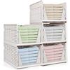ZPONEED Set di 5 Scatole Portaoggetti Alte, Organizzatore Bianco Stapelabile per Armadio, Cassetto Pieghevole per Armadio, Cassetti di Armadio Stapelabili, Casse di Immagazzinamento in Plastica 42 x 33 x 25cm