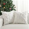 Lewondr Federa per Cuscino Decorativa, 45x45cm 2 Pezzi Copricuscino Natalizio con Ricamo Albero di Natale Fodera per Cuscino per Divano Decorazioni per Natale, Bianco