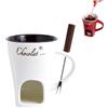 Generic Tazza per fonduta di cioccolato, tazza in ceramica per fonduta di formaggio, set da 200 ml in ceramica con 1 forchetta, set di pentole in ceramica per fonduta, tazza per fonduta di cioccolato