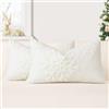 JOTOM Set di 2 Federe de Cuscini 40x60 cm Decorativi Natalizi Invernali a Fiocco di Neve Copricuscini Ricamati Fodere Cuscini Fodere per Vacanze Decor Morbide per Divano Camera da Letto (Crema Bianco)