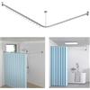 KULACO Asta per tenda da doccia a forma di L, regolabile in acciaio inox SUS304, guida per tenda da doccia, angolo 100-120 x 100-190 cm, asta doccia con 16 anelli per tenda da doccia per vasca e