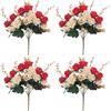 KHDULQ 4 Pezzi Fiori Finti per Decorazioni Fiori Finti 35 * 20cm Realisticamente Morbido con Foglie e Stelo Regolabile,Fiori Artificiali per Matrimoni,Bouquet,Feste,Decorazioni per la Casa (Rosso)